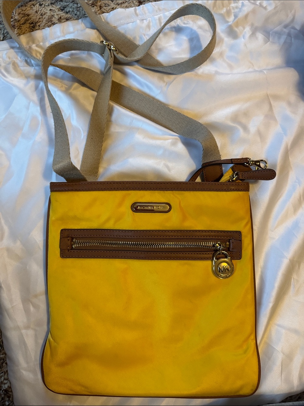 Michael Kors Kempton Small Nylon Crossbody Bag Yellow & Brown
